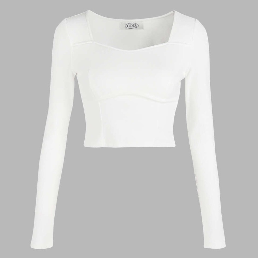 3 for $20 / Cider White Long Sleeve Cropped Corset Top